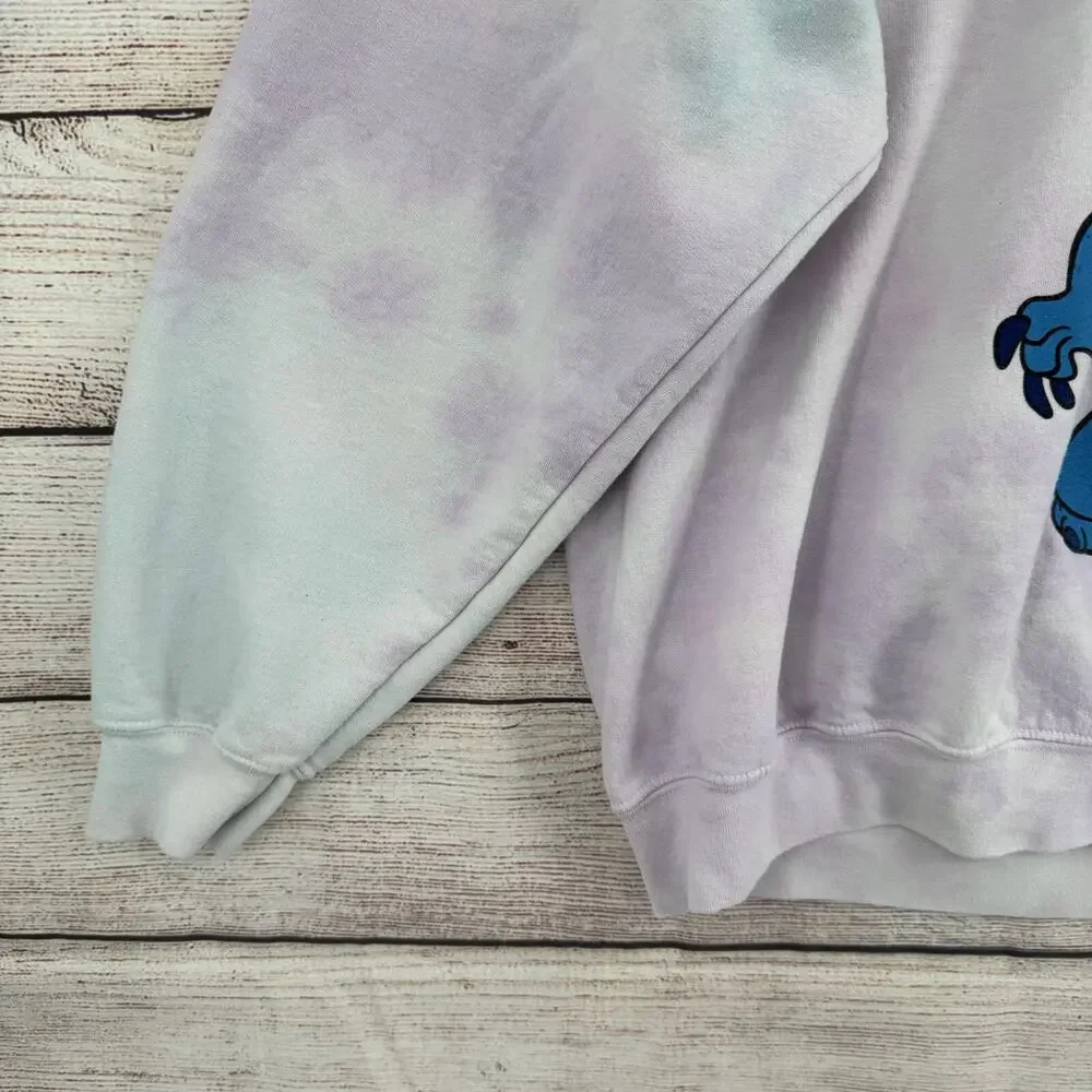 Disney Stitch Tie Dye 3D Logo Crewneck Sweatshirt Adult Size XXL Pink/Blue - Picture 5 of 11